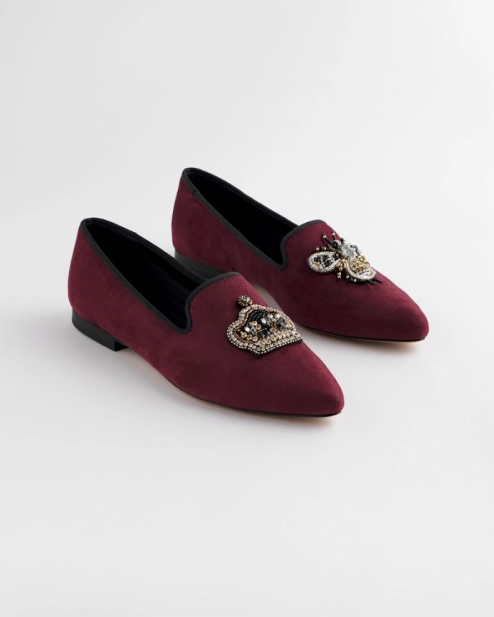 Chicos Grace Queen Bee Slip-On Loafers - BLACKENED BURGUNDY