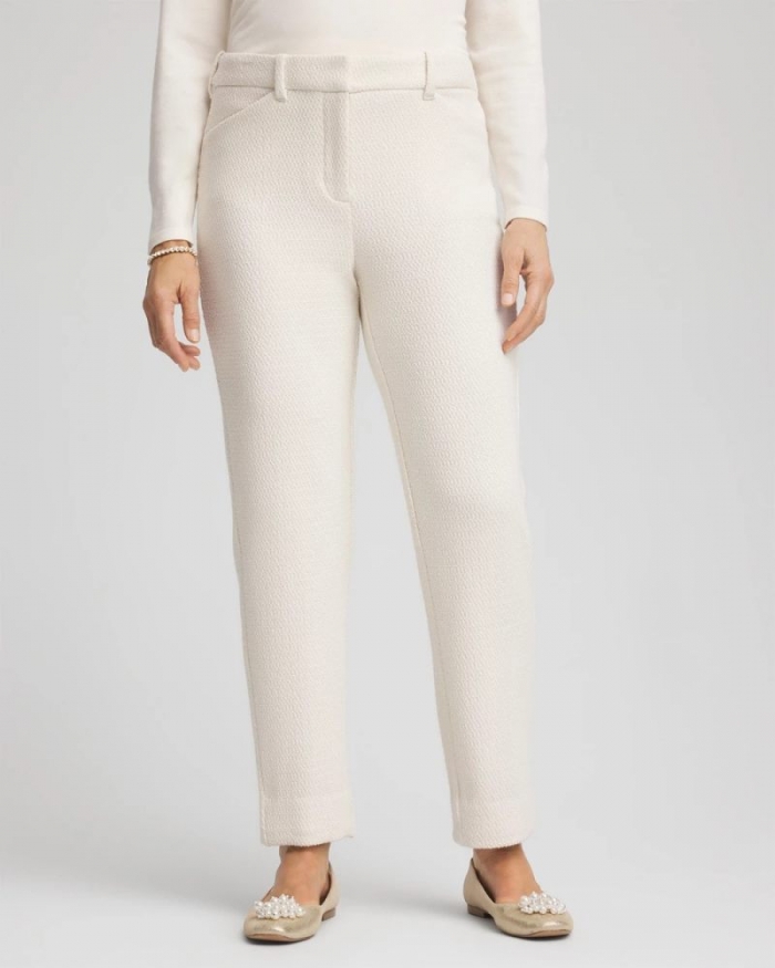Chicos Matelassé Slim Tapered Ankle Pants - ENGLISH CREAM
