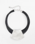 Chicos Pendant Bib Necklace - BLACK/SILVER Chicos Pendant Bib Necklace - BLACK/SILVER
