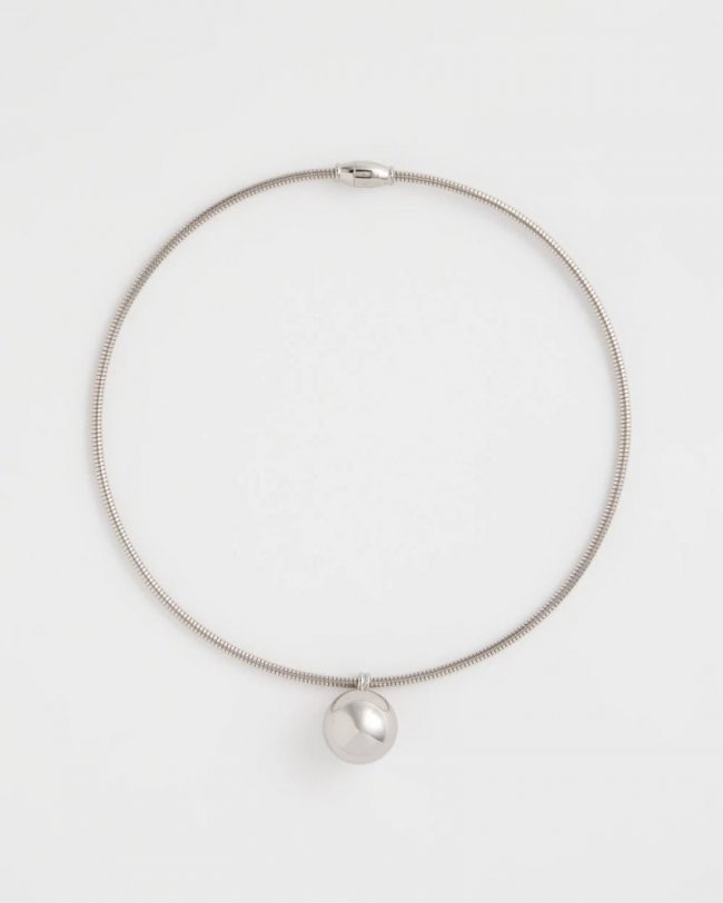 Chicos Silver Bead Collar Necklace - SILVER