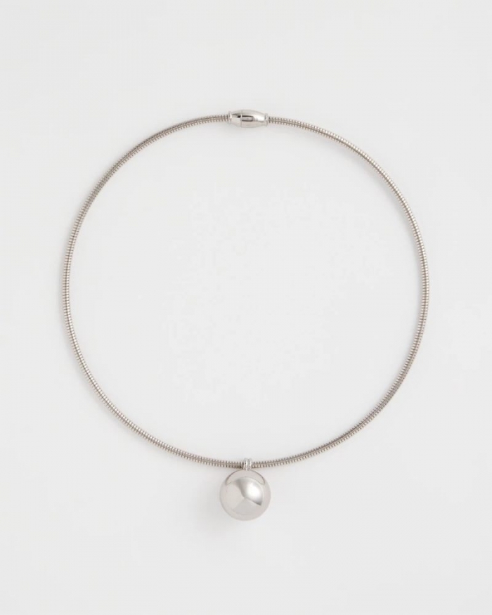 Chicos Silver Bead Collar Necklace - SILVER