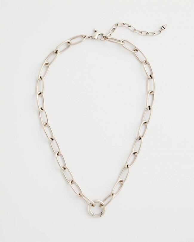 Chicos Silvertone Charm Link Necklace - SILVER