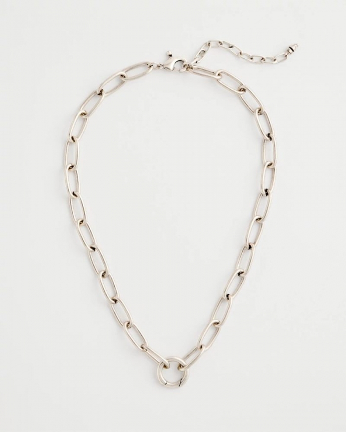 Chicos Silvertone Charm Link Necklace - SILVER
