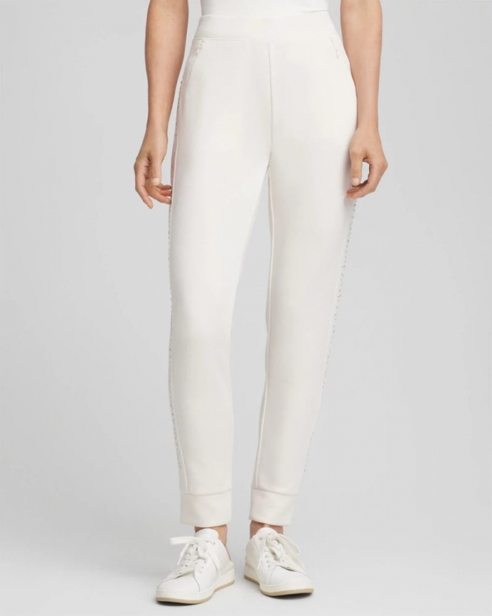 Chicos Zenergy® Rhinestone Joggers - ENGLISH CREAM