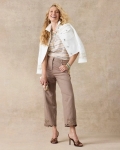 Chicos Linen Fly Front Pants - TOPAZ SMOKE