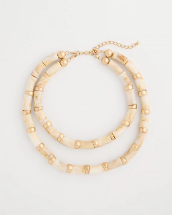 Chicos White Beaded Double-Strand Necklace - WHITE