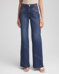Chicos Embellished Frayed Flared-Leg Jeans - IRVINA INDIGO Chicos Embellished Frayed Flared-Leg Jeans - IRVINA INDIGO