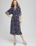 Chicos Pleated Jersey Midi Dress - PASSPORT BLUE