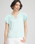 Chicos Touch of Cool™ Layered Pleated Flutter Tee - TEAL WATERS Chicos Touch of Cool™ Layered Pleated Flutter Tee - TEAL WATERS