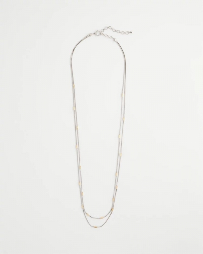 Chicos Mixed Metal Double Strand Necklace - MIXED METALS