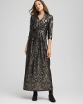 Chicos Foiled Knit Pleated Maxi Dress - BLACK Chicos Foiled Knit Pleated Maxi Dress - BLACK