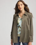Chicos Suede Collared Long-Sleeved Shacket - NETTLE LEAF Chicos Suede Collared Long-Sleeved Shacket - NETTLE LEAF
