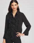 Chicos Ruffle-Trim Chiffon Blouse - BLACK