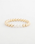 Chicos Goldtone Bead Stretch Bracelet - PEARL