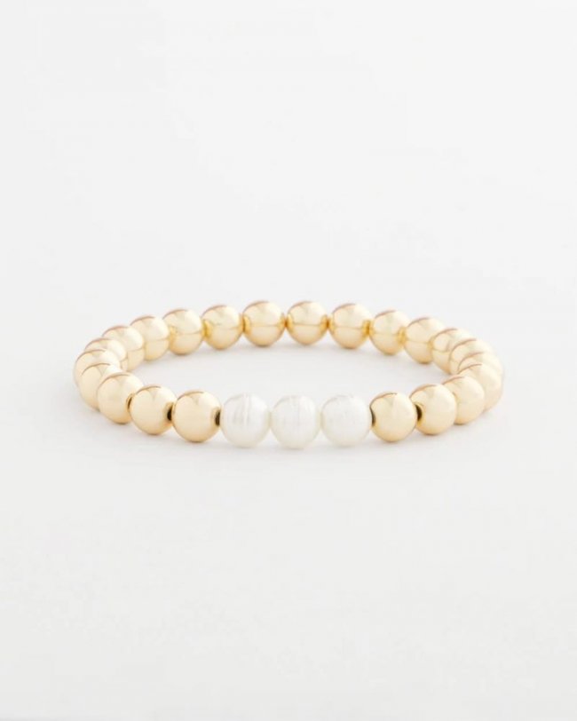 Chicos Goldtone Bead Stretch Bracelet - PEARL Chicos Goldtone Bead Stretch Bracelet - PEARL