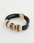 Chicos Black & Goldtone Charm Bracelet - BLACK/GOLD Chicos Black & Goldtone Charm Bracelet - BLACK/GOLD
