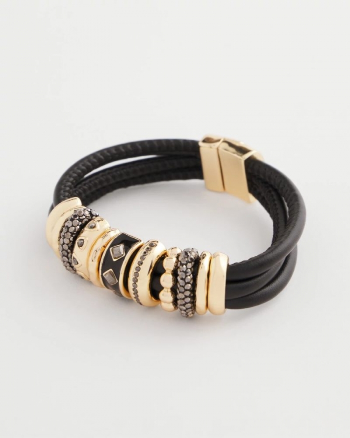 Chicos Black & Goldtone Charm Bracelet - BLACK/GOLD