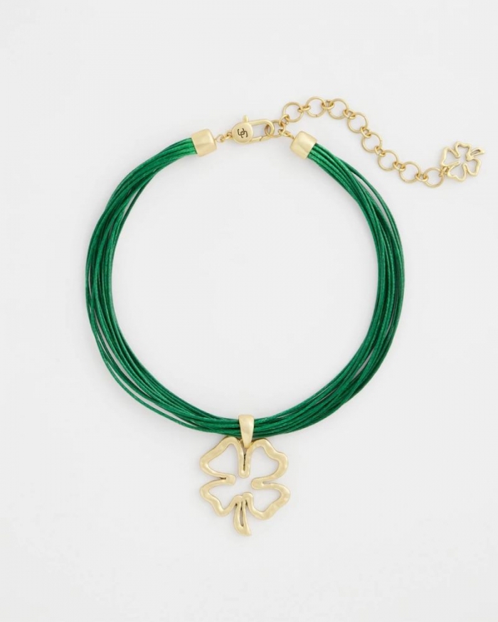 Chicos Clover Pendant Necklace - GREEN