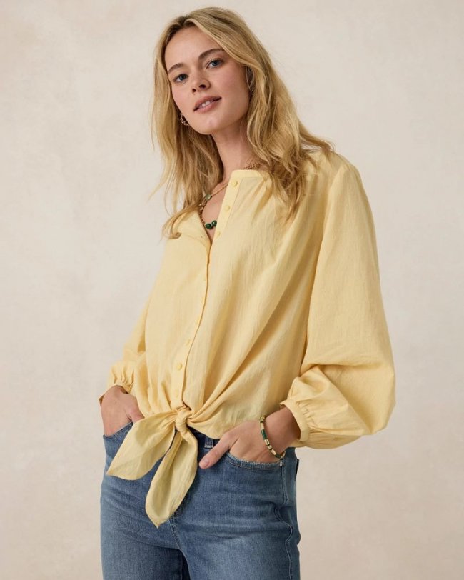 Chicos Tie-Front Top - GOLDEN HAZE