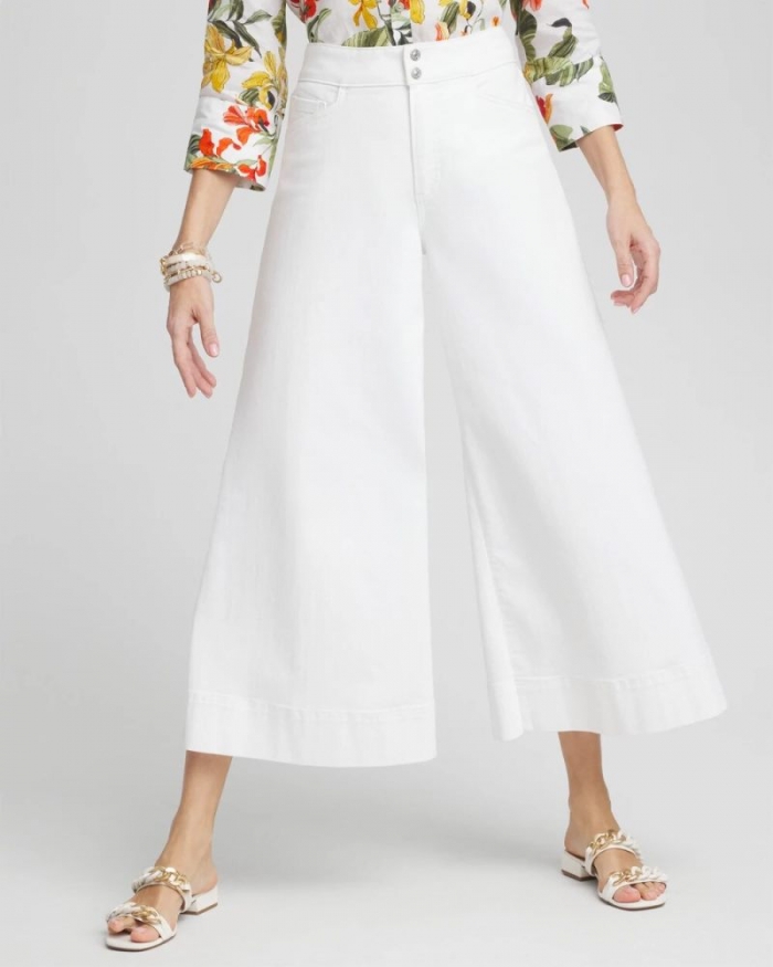 Chicos Denim Trouser Culottes - ALABASTER