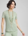 Chicos Pointelle Crewneck Sweater Tee - MOROCCAN MINT Chicos Pointelle Crewneck Sweater Tee - MOROCCAN MINT