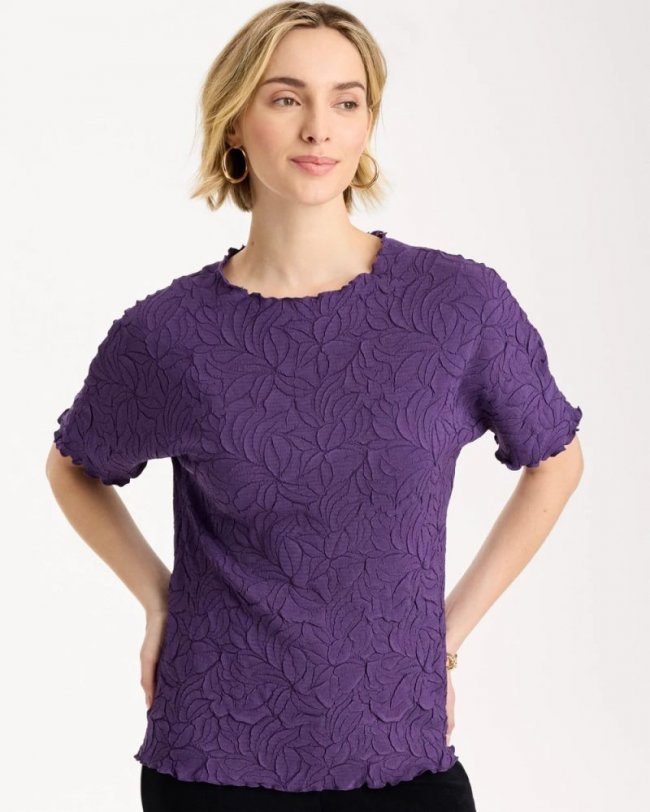 Chicos Travelers™ Embossed Pullover Top - RICH AMETHYST
