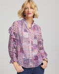 Chicos Gingham-Print Georgette Blouse - GOOSEBERRY Chicos Gingham-Print Georgette Blouse - GOOSEBERRY