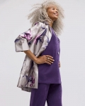 Chicos Travelers™ Collection Iris Collared Long Jacket - RICH AMETHYST