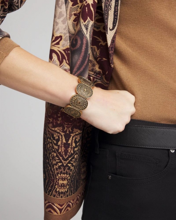 Chicos Medallion Stretch Bracelet - GOLD