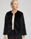 Chicos Pattern Fur Jacket - BLACK