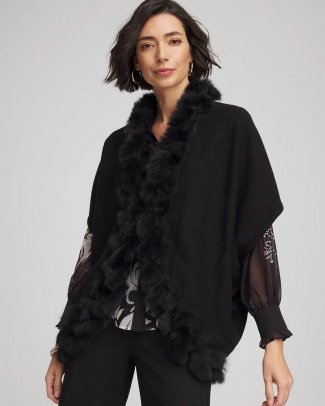 Chicos Faux Fur Cocoon - BLACK Chicos Faux Fur Cocoon - BLACK