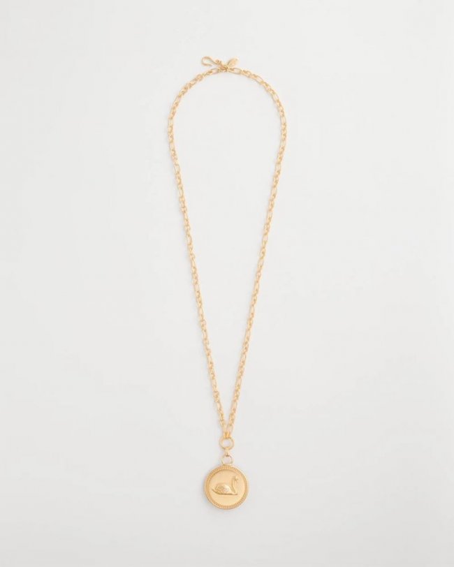 Chicos Reversible Swan Pendant Necklace - GOLD