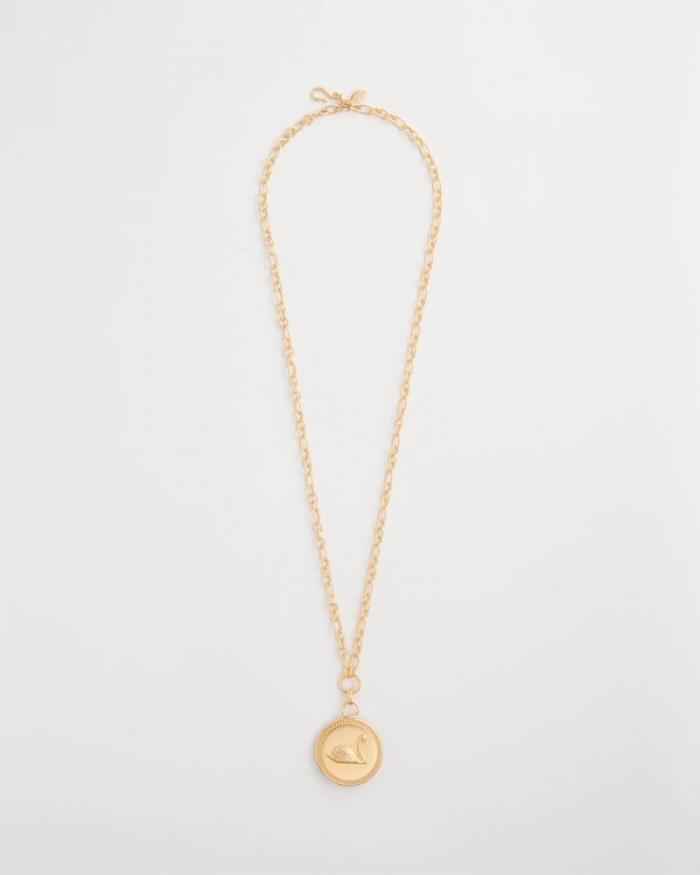 Chicos Reversible Swan Pendant Necklace - GOLD