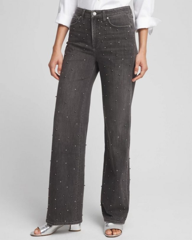 Chicos Pearl High Rise Wide Leg Jean - SHADOW LAKE WASH