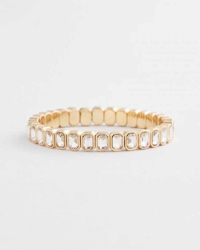 Chicos Gold Bezel Set Stretch Tennis Bracelet - GOLD