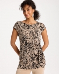 Chicos Travelers™ Side-Tie Spotted Print Top - NEW SONORA SAND
