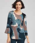Chicos Travelers™ Crystal Flounce Sleeve Tunic - TEAL SHADOW Chicos Travelers™ Crystal Flounce Sleeve Tunic - TEAL SHADOW
