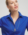 Chicos Double-Strand Sodalite Pendant Necklace - BLUE