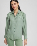 Chicos Embellished Lyocell Tencel™ Collared Shirt - MINERAL GREEN Chicos Embellished Lyocell Tencel™ Collared Shirt - MINERAL GREEN