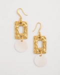Chicos Pearl Hammered Drop Earrings - GOLD