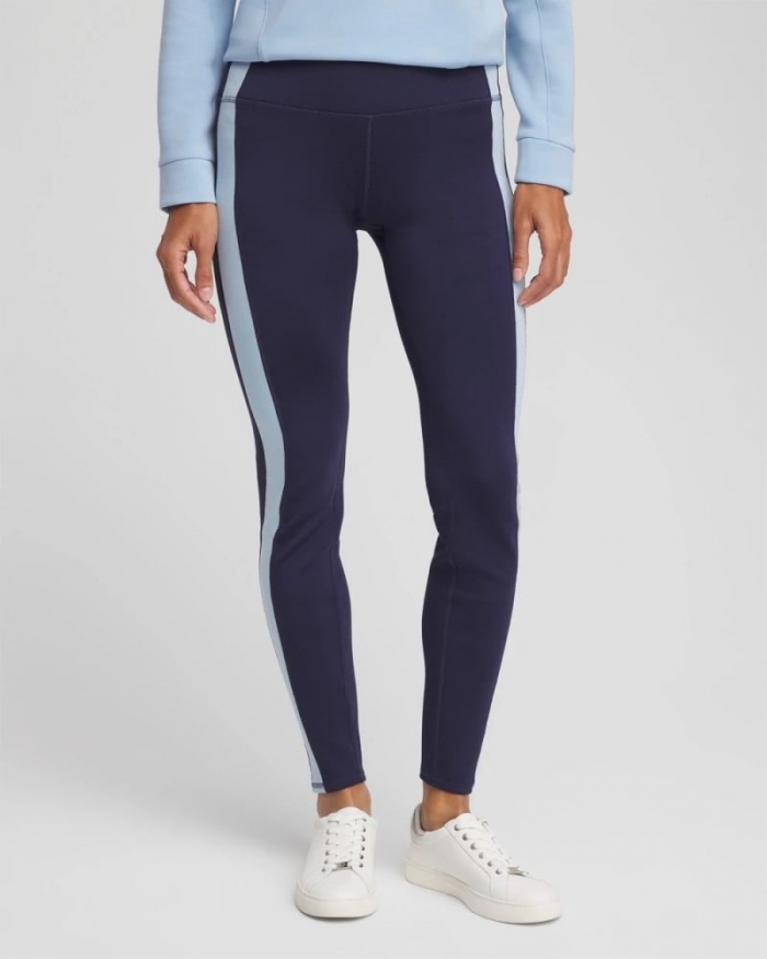 Chicos Zenergy® Soft Topaz Contrast Leggings - PASSPORT BLUE