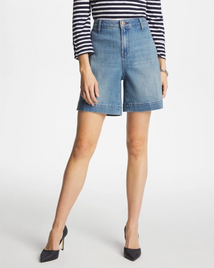 Chicos Denim Trouser Shorts - MONACO INDIGO