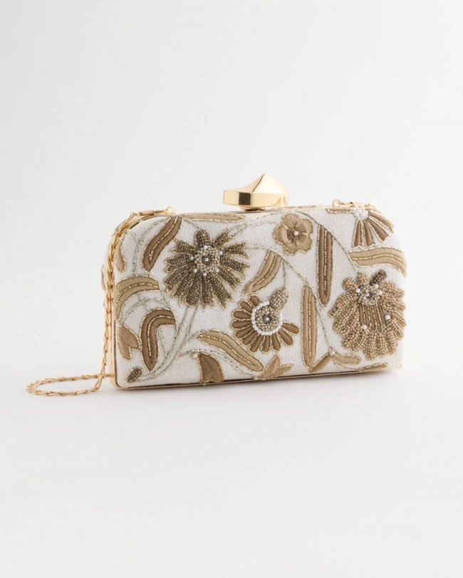 Chicos Beaded Floral Clutch - NEUTRAL