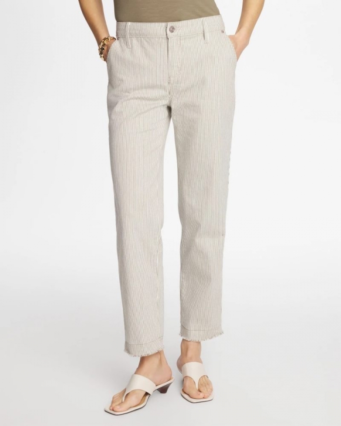 Chicos Petite Stripe Girlfriend Straight Ankle Jeans - LICHEN