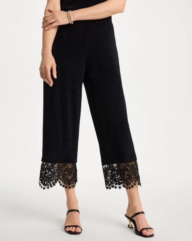 Chicos Travelers™ Lace Trim Cropped Pants - TRAVELERS BLACK