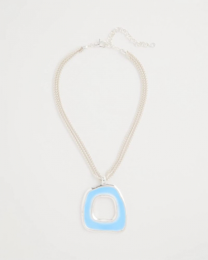 Chicos Sea Glass Inspired Pendant Necklace - BLUE