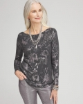 Chicos Silver Floral Bateau Neck Sweater - GRAPHITE HEATHER GRAY Chicos Silver Floral Bateau Neck Sweater - GRAPHITE HEATHER GRAY