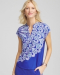 Chicos Zenergy® UPF Printed Polo - RICH COBALT