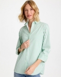 Chicos No Iron Striped Stretch Shirt - PEPPERMINT GREEN Chicos No Iron Striped Stretch Shirt - PEPPERMINT GREEN