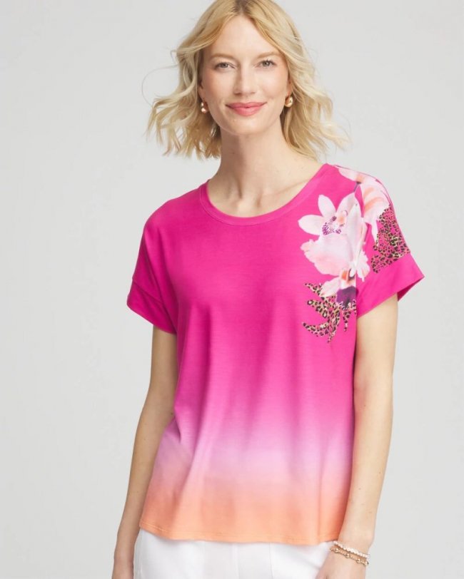 Chicos Zenergy® Slub Rio Sunset Tee - CRUSHED BERRIES